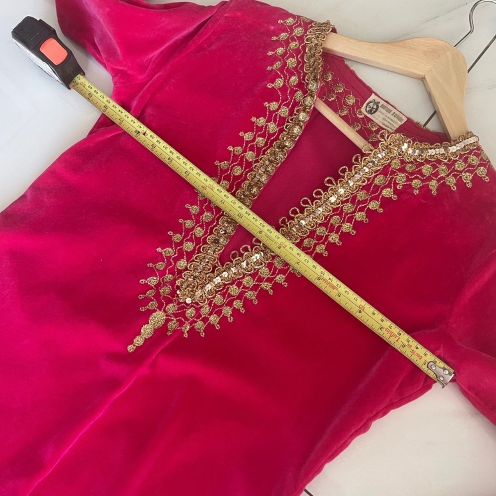 Vintage Moroccan Caftan / Kaftan from Africa Raspberry Pink Velvet S - Picture 2 of 7